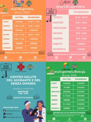 ORARI ESTIVI E CHIUSURE DEI CENTRI OPERATIVI